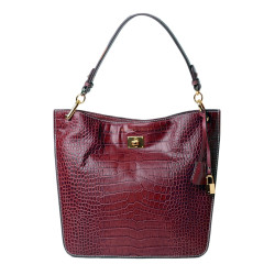 Kentucky Romy, petit sac porté épaule cuir façon croco aubergine