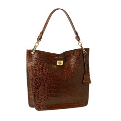 Kentucky Romy, petit sac porté épaule cuir façon croco aubergine