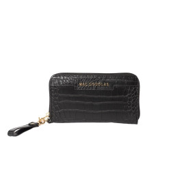 Balise MERYL, portefeuille zippé façon croco noir