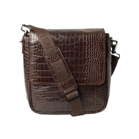 Eniso Hary, serviette cuir  façon croco chocolat