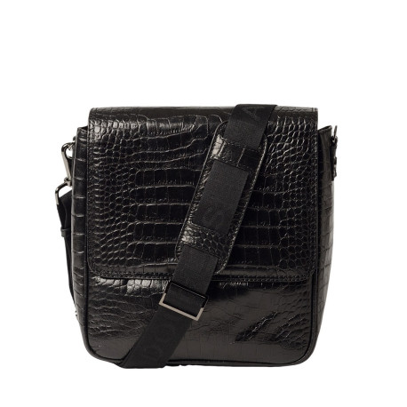 Eniso HARY, petite besace cuir façon croco noir