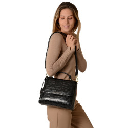 NOBBY MERYL, sac à main façon croco noir