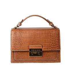 JOYAU ROMY, petit sac cartable cuir façon croco carmin