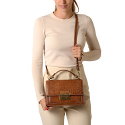 Joyau ROMY, petit sac cartable cuir grain croco