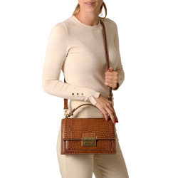 Joyau ROMY, petit sac cartable cuir grain croco