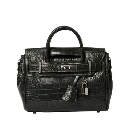 Pyla RYTHME, mini sac à main façon croco noir