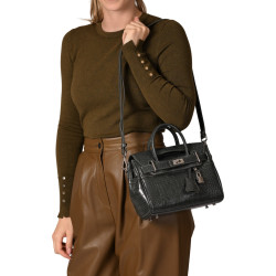 Pyla RYTHME, mini sac à main façon croco noir