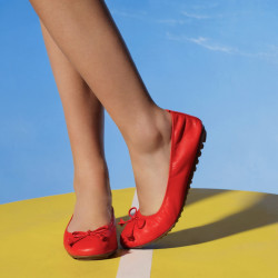 BALLERINES ELIANE, cuir d'agneau rouge