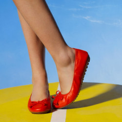 BALLERINES ELIANE, cuir d'agneau orange