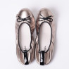 BALLERINES ELIANE, cuir d'agneau argent métallisé